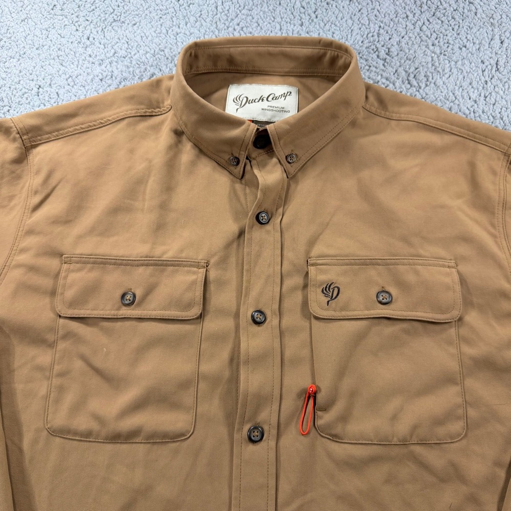 Duck Camp Premium Wingshooting Shirt Mens XL Tan Nylon Long Sleeve Hunting Top